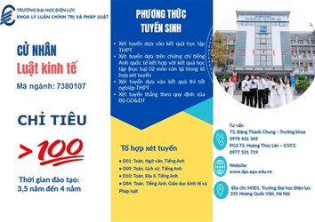 THÔNG BÁO TUYỂN SINH NGÀNH LUẬT KINH TẾ TRÌNH ĐỘ CỬ NHÂN